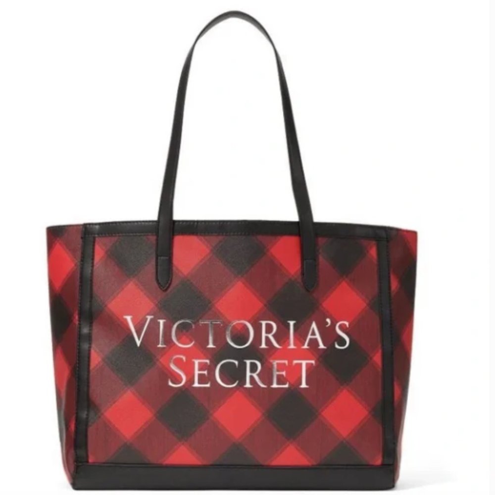 Victoria’s Secret plaid tote red black handbag